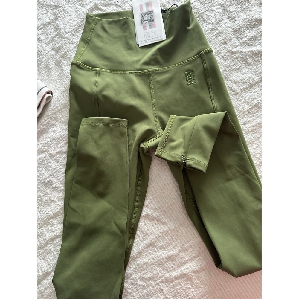 PE Nation Amplify Legging Pesto Green High Waist Ankle Zip XS NEW